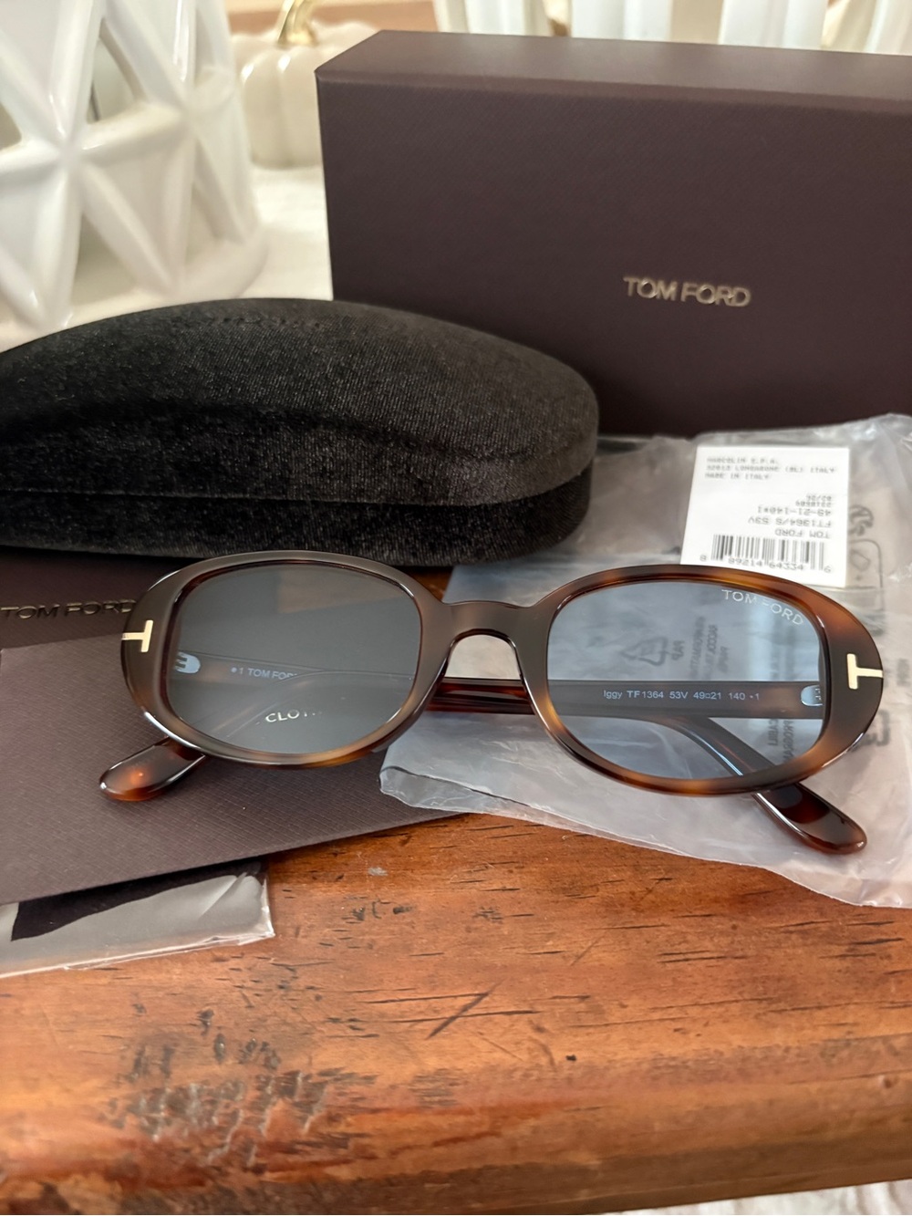 Tom Ford Iggy Tortoiseshell Frame Sunglasses with Light Blue Lenses